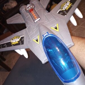 Gray and Blue Fighter Jet Toy